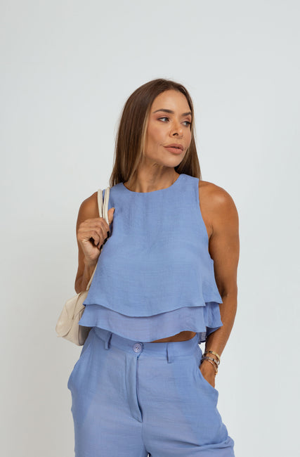 BLUSA DESCOLADA E PODEROSA AZUL