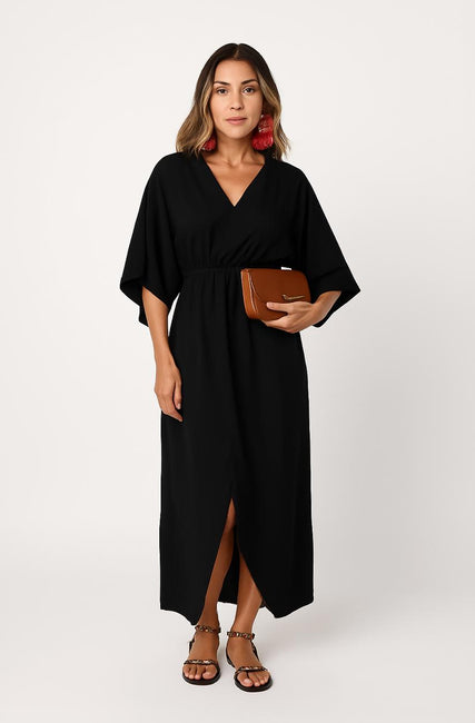 VESTIDO MIDI ME CONTA TUDO PRETO